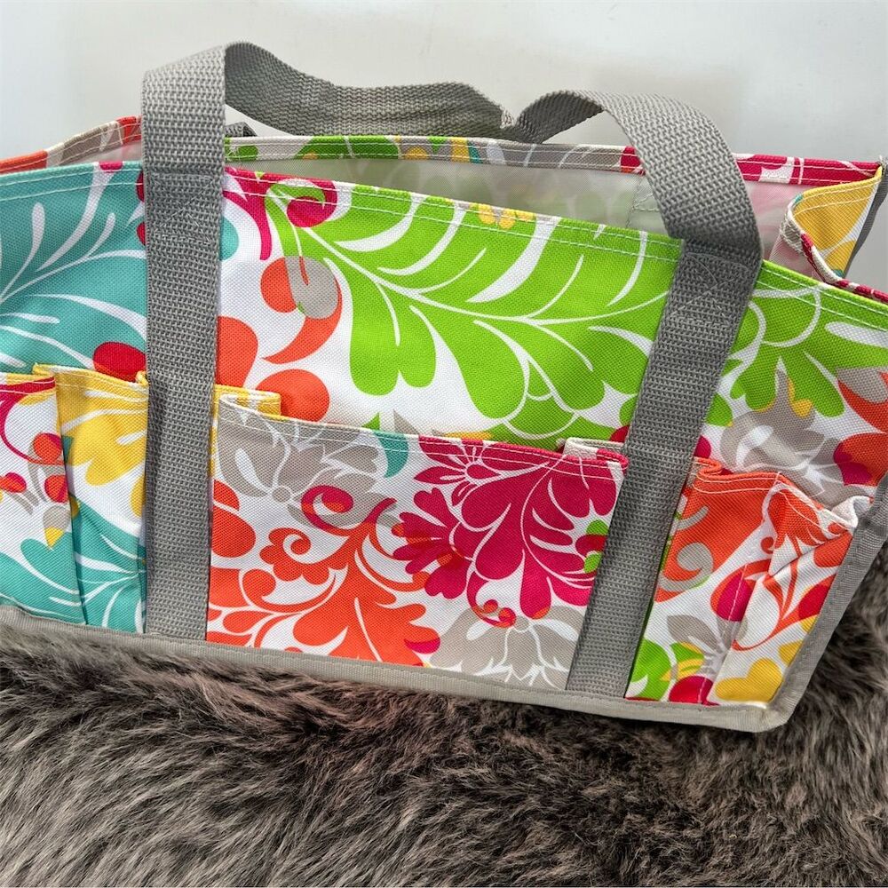Thirty-One Keep It Caddy Tote Bag Island Damask Pattern w/ Pockets